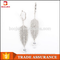 Wholesale earring findings fashion simple leaf shape white gold earring designs fancy silver earring for women